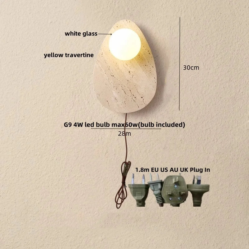 Afralia™ Yellow Travertine LED Wall Lamp - Modern Glass Stair Light
