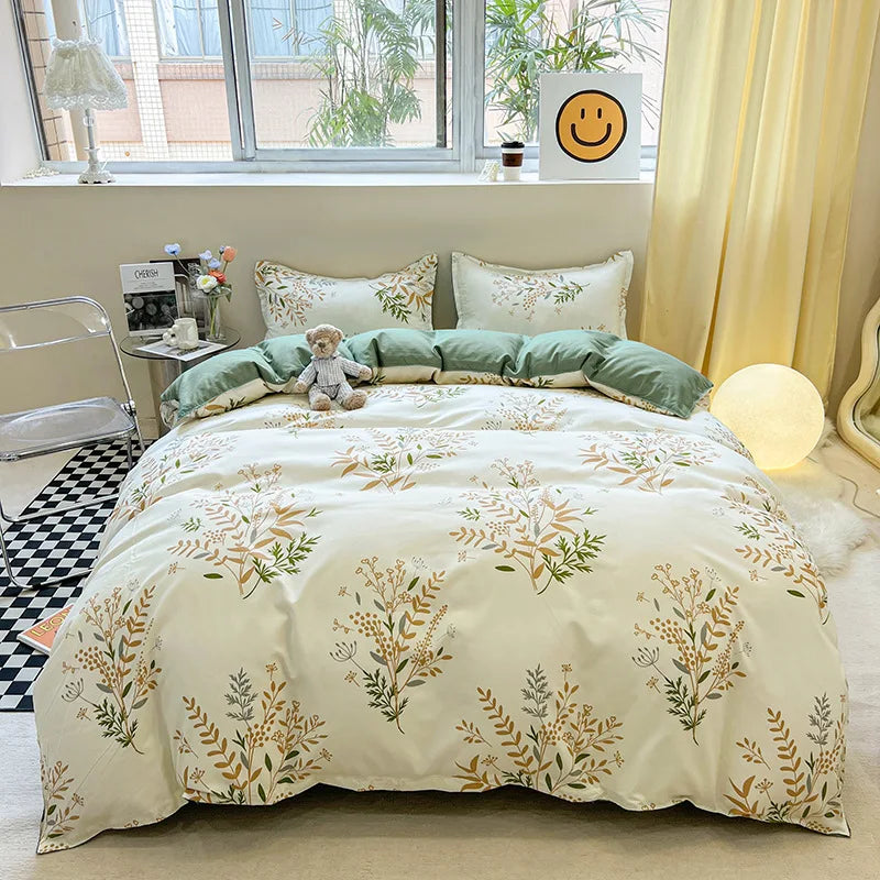 Afralia™ Floral Print Bedding Set: Duvet Cover, Sheet, Pillowcases - Queen/King/Single/Double Bed