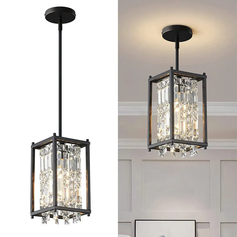 Afralia™ Modern K9 Crystal Chandelier Ceiling Hanging Lamp for Living Room Bedroom
