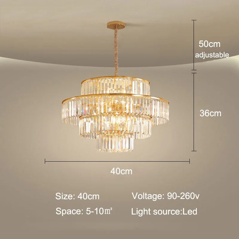 Afralia™ Golden Crystal Chandelier Pendant Light for Luxurious Living Room, Dining Room, Bedroom