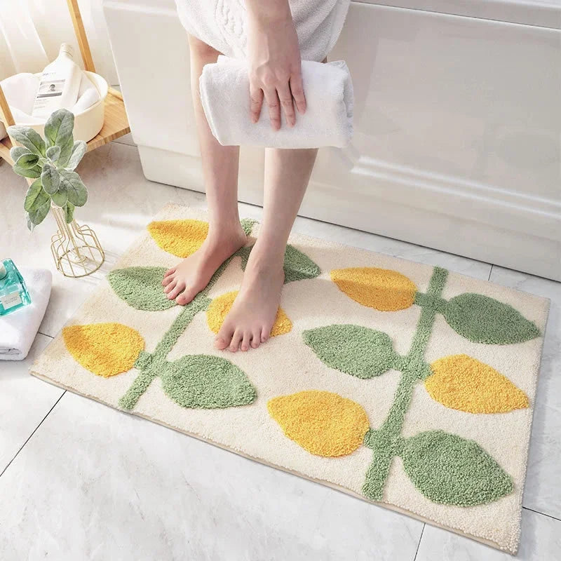 Afralia™ Flocked Thickened Bathroom Door Rug Super Absorbent Anti-Slip Soft Carpet