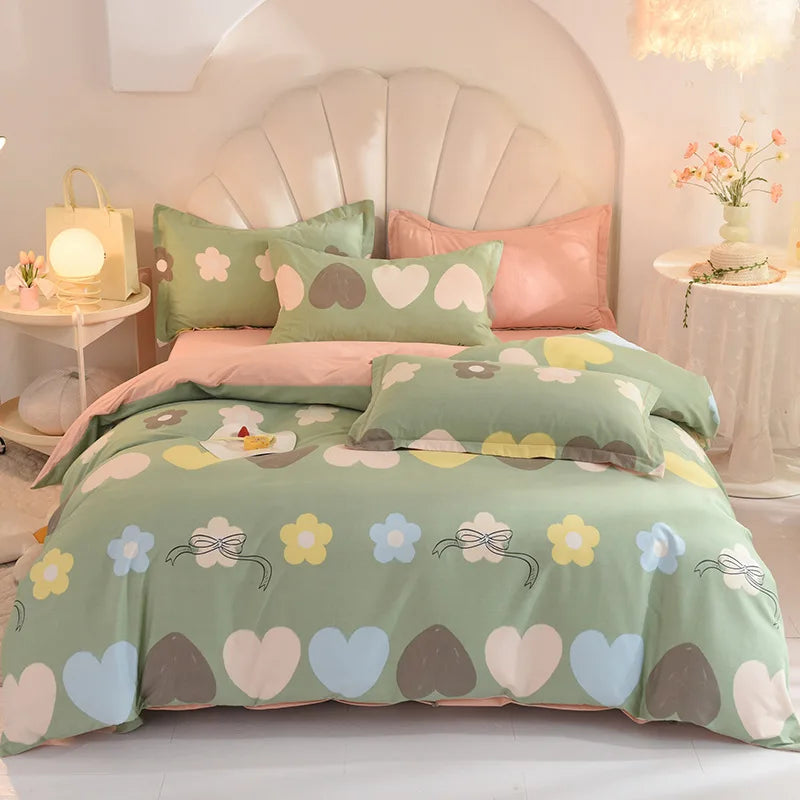 Afralia™ Flower Print Cotton Bedding Set: Warm & Cozy for Autumn/Winter comfort.