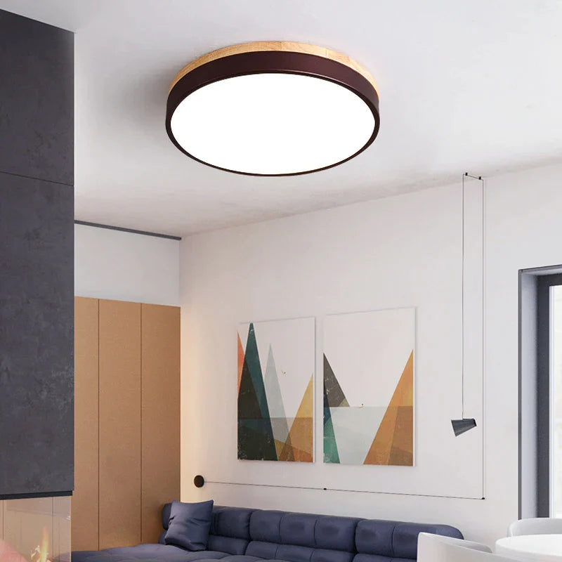 Afralia™ Nordic Wooden LED Ceiling Light - Modern Glossy Fixture for Living Room