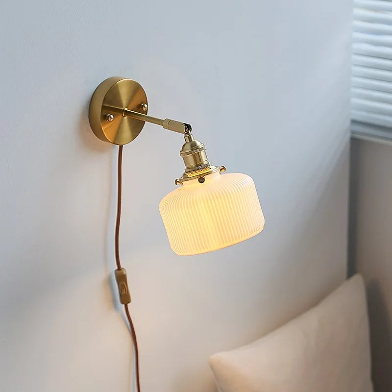 Afralia™ Ceramic Wall Sconce with Adjustable Iron Arm for Living Room Décor