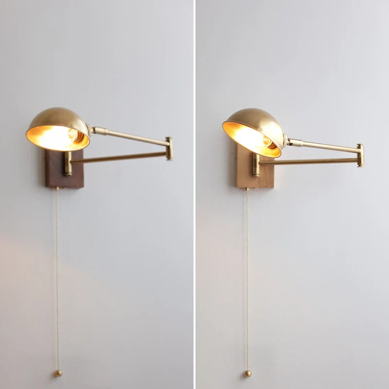 Afralia™ Canopy LED Wall Light, Walnut Ash Wood, Pull Chain Switch, Left Right Rotate
