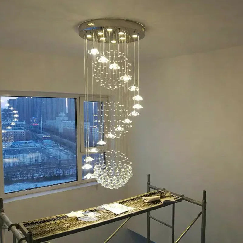 Afralia™ Spiral Long Chandelier: Modern Nordic Loft Staircase Pendant Lamp