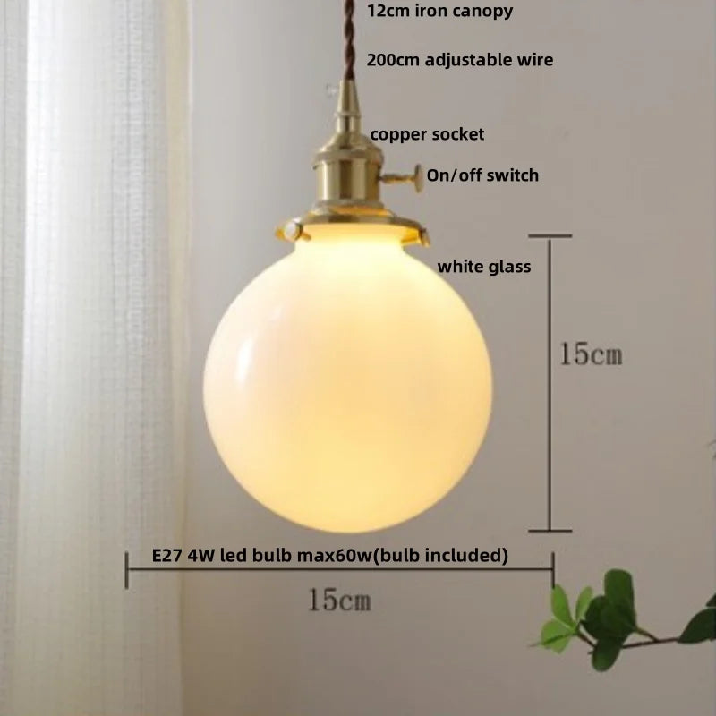 Afralia™ Glass Pendant Lamp with Adjustable LED, Copper Base - Modern Nordic Style