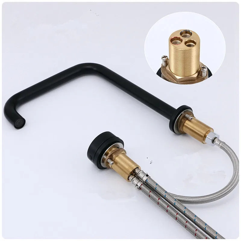 Afralia™ Brushed Gold Widespread Basin Faucet with 360 Rotation
