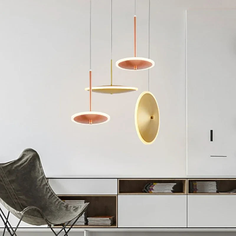 Afralia™ Gold LED Pendant Ceiling Light for Home Decor & Kitchen Island