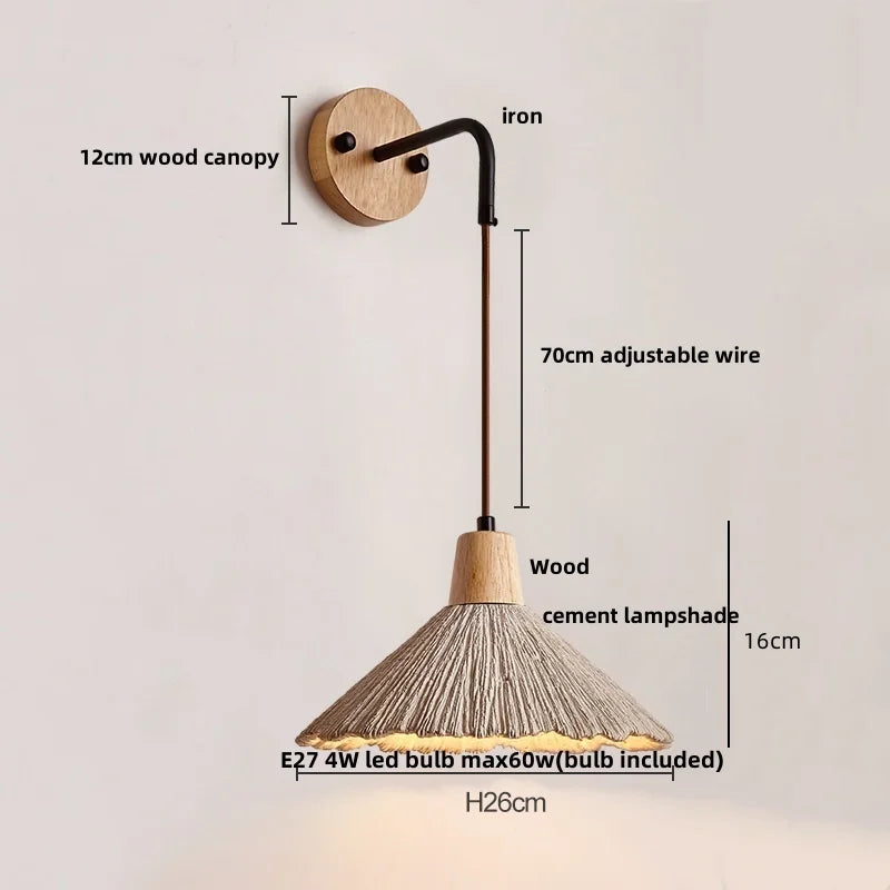 Afralia™ Nordic LED Wall Lights Wood Cement Interior Sconce Lamp for Home Decor