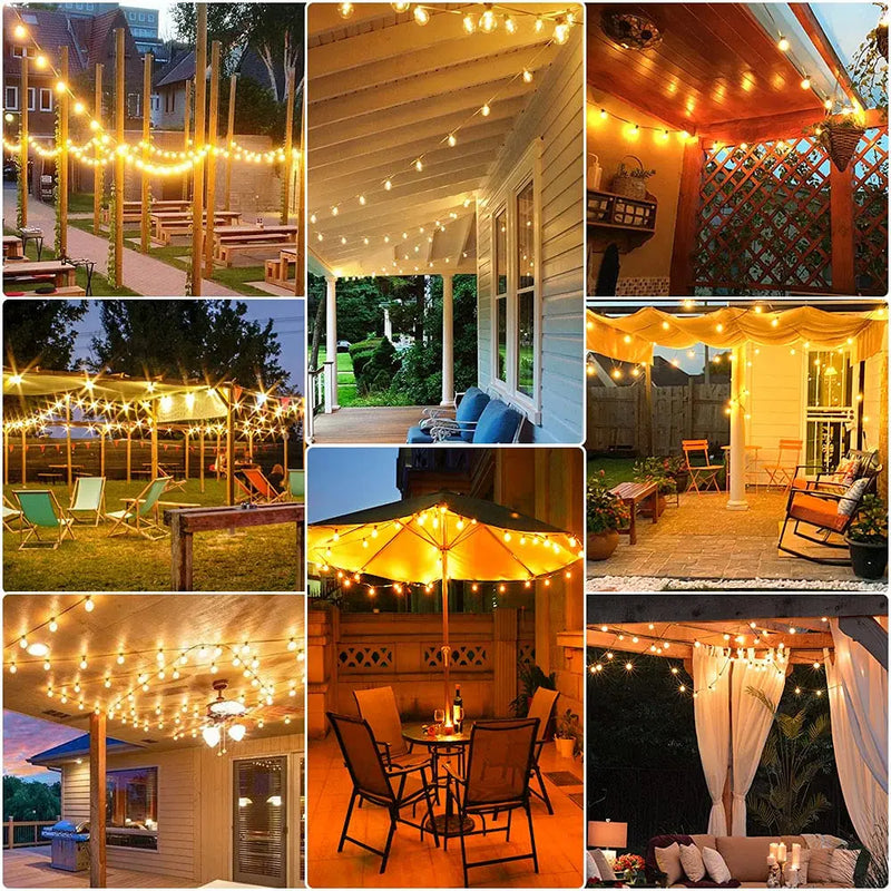 Afralia™ Amber Glass Bulb Dimmable LED String Lights Connectable for Party Wedding Decor