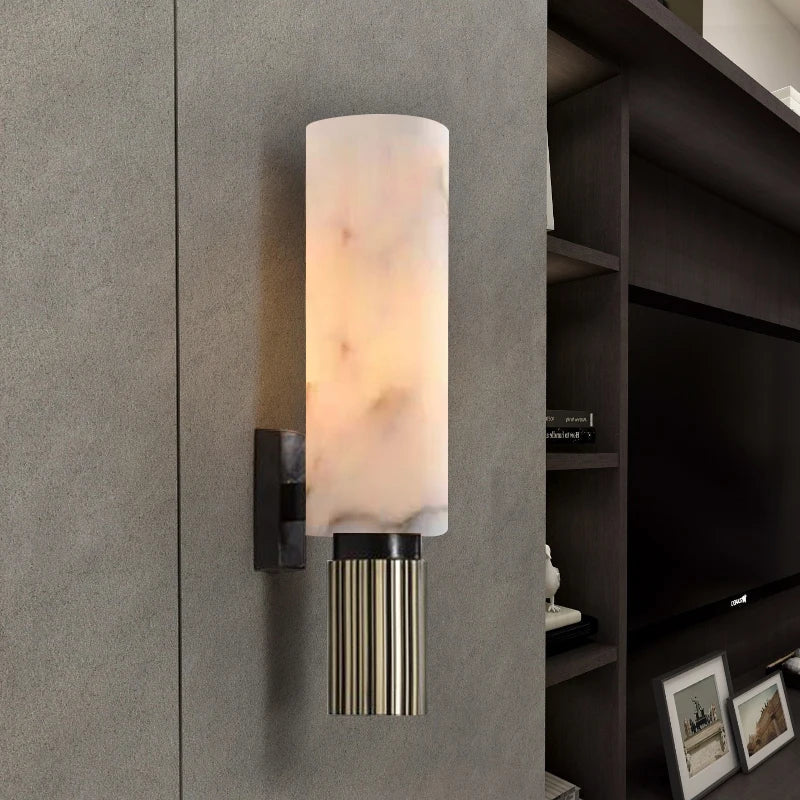 Afralia™ Modern Marble Wall Lamp with Copper Finish for Foyer, Villa, Bedroom Elegance