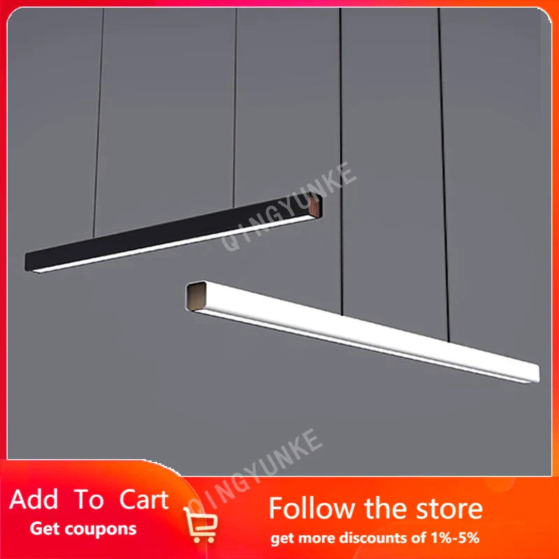 Afralia™ Modern Black Linear Pendant Light for Home Dining Room Decor