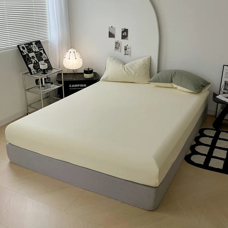Afralia™ Soft Comfort Solid Color Fitted Bed Sheet - Double Mattress Cover
