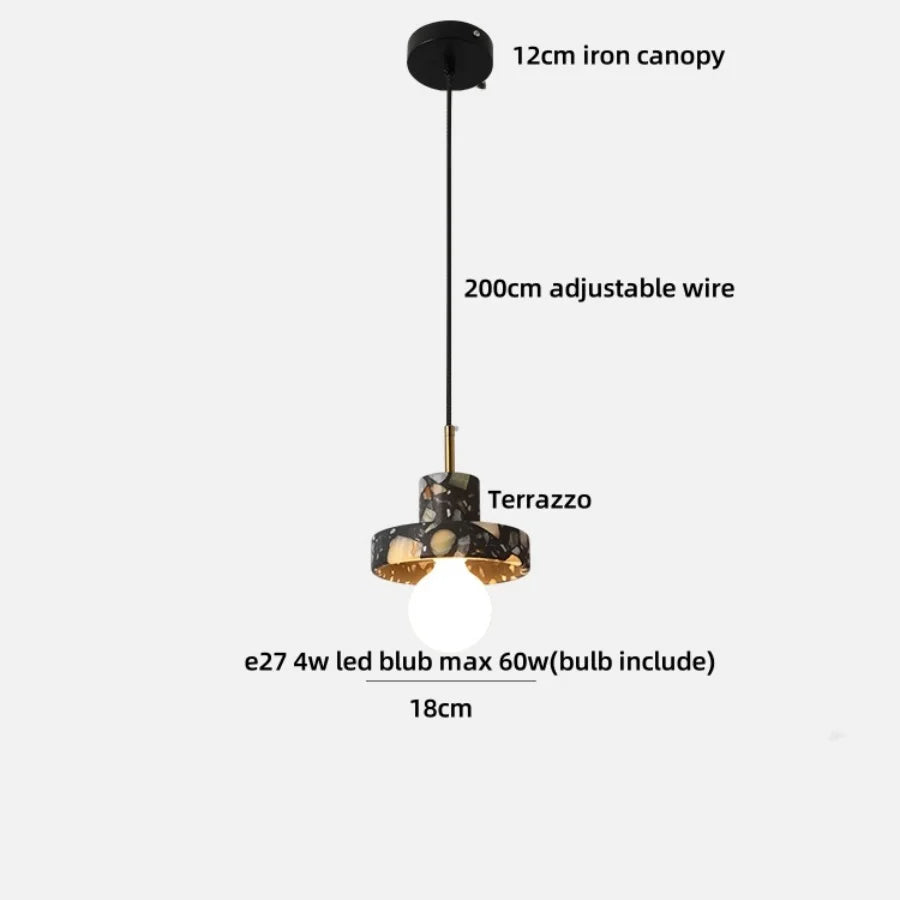 Afralia™ Terrazzo Stone LED Pendant Lights for Modern Home Decor