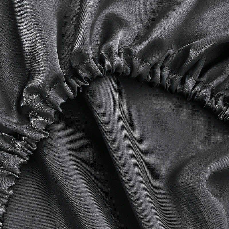 Afralia™ Imitation Silk Elastic Band Pillowcase Queen King Size Smooth Satin Luxury Bedding