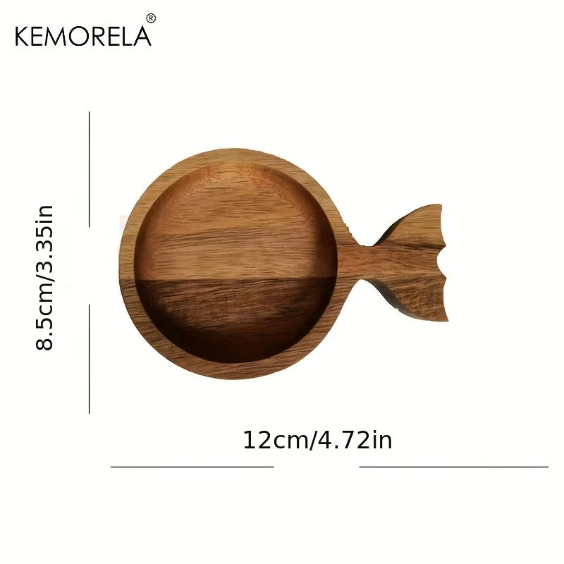 Japanese-Inspired Acacia Wooden Tea Tray | Fish-Shaped High-Value Serving Platter