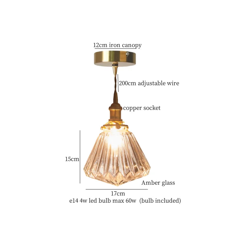 Afralia™ Nordic Brass Glass LED Pendant Lamp for Home Decor