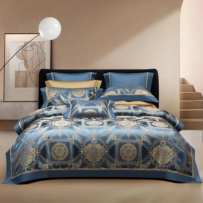 Afralia™ Luxury European Jacquard Duvet Cover Set with Satin Finish