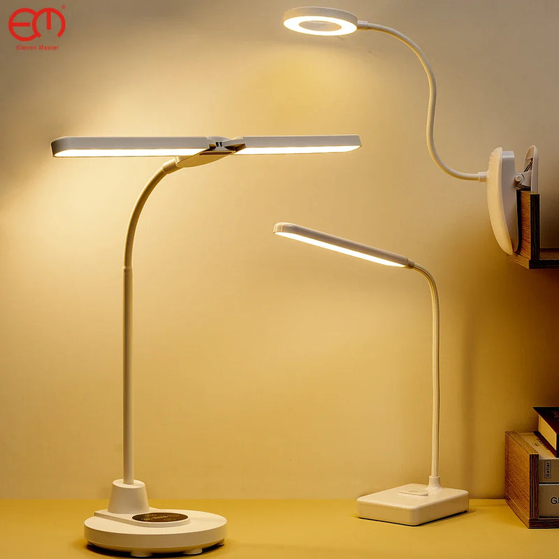 Afralia™ Rechargeable Clip-On Desk Lamp LED Light Bed Reading Book Night Light