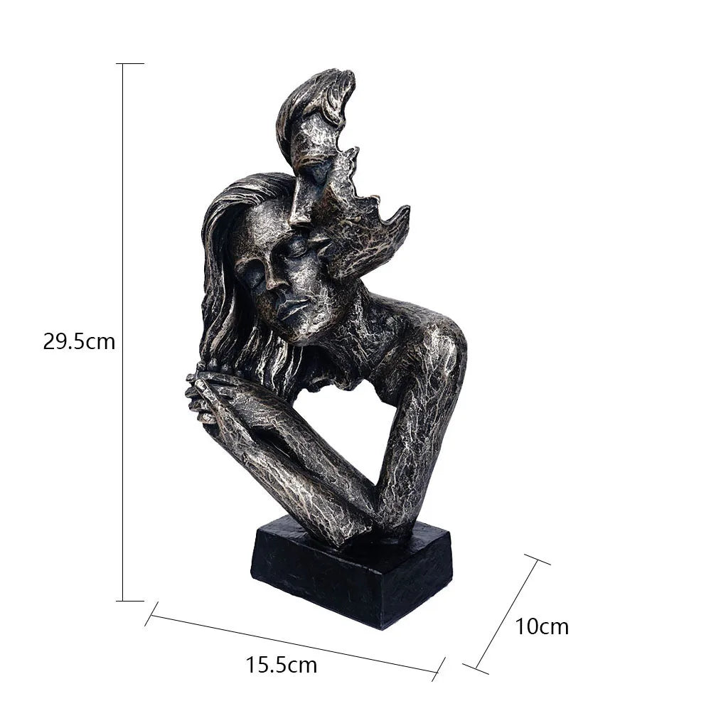 Afralia™ Resin Couple Mask Figurines Retro Lover Home Decoration Objects