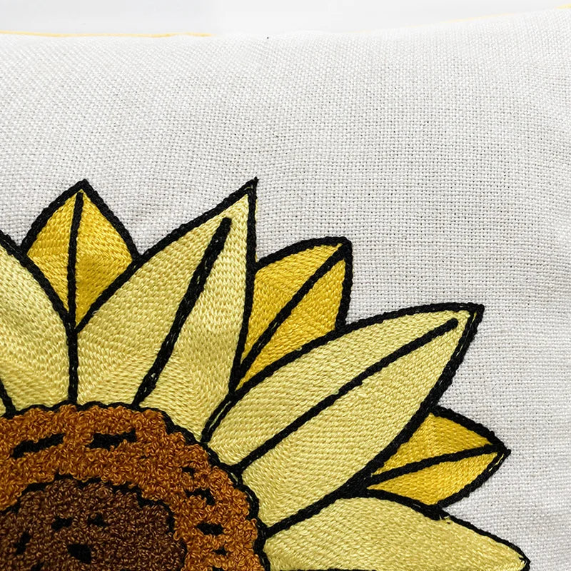 Afralia™ Sunflower Pattern Pillowcase: Elegant Towel Embroidery Home Decor