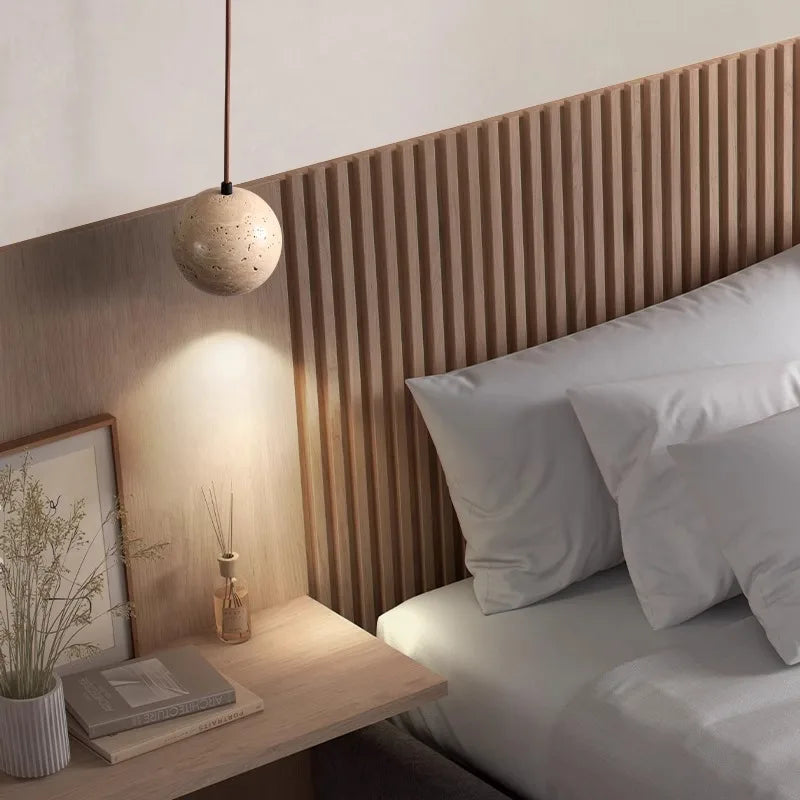 Afralia™ Stone Ball LED Pendant Lamp: Stylish Round Hanging Light for Bedroom & Living Room