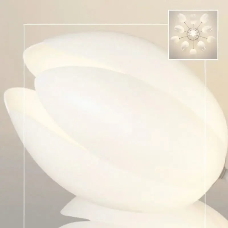 Afralia™ White Lily Blossom LED Chandelier for Living Room Bedroom Kitchen Dining Light