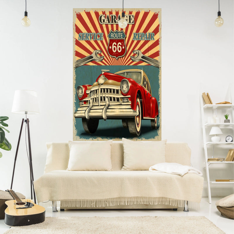 Afralia™ Vintage Cars Tapestry Wall Hanging for Home Decor