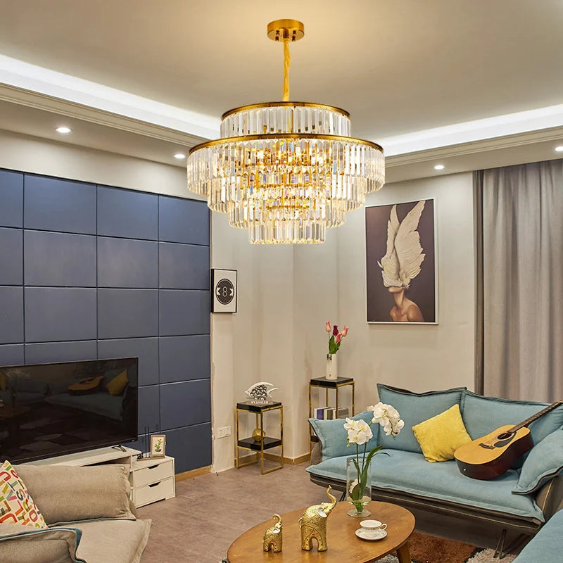 Afralia™ Crystal Luxury Chandelier: Modern 5-Layer LED Ceiling Lamp for Home Indoor Decor