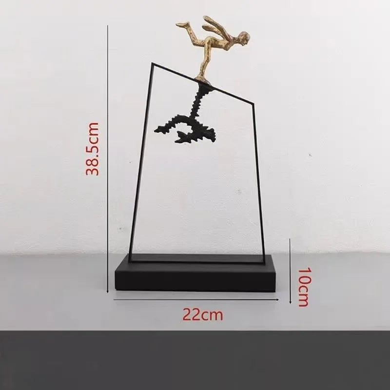 Afralia™ Metal Handicrafts Skating Figure Sculpture | Home Decor Ornaments