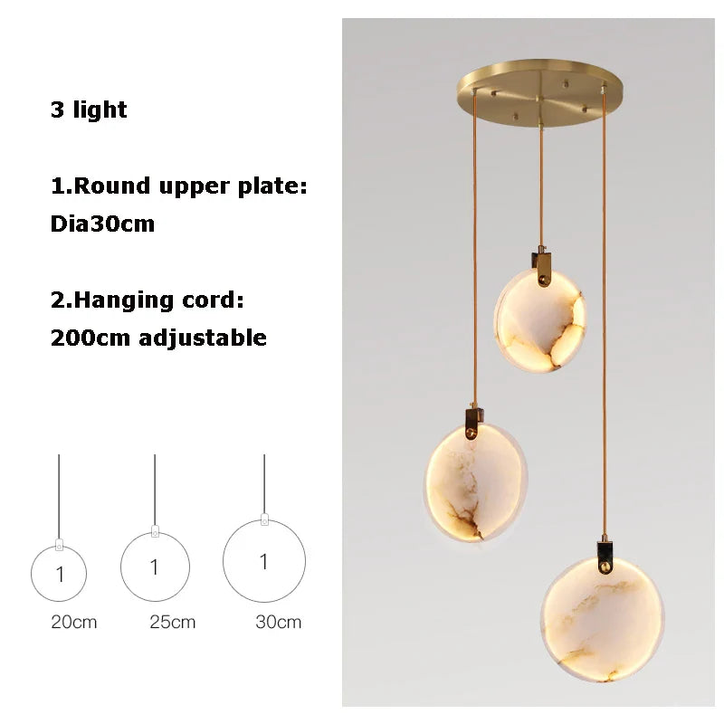 Afralia™ 2025 Art Deco Marble Golden Lustre LED Chandelier Lighting
