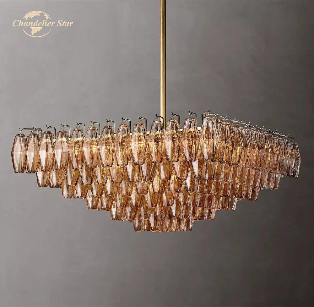 Afralia™ Chiara Glass LED Square Chandelier for Living Dining Room Lighting