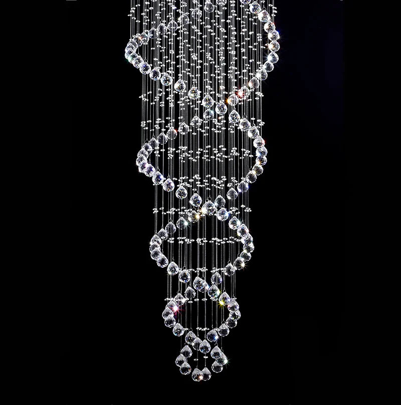 Afralia™ Crystal LED Chandelier for Staircase Stair Luxury Hotel Pendant Lights