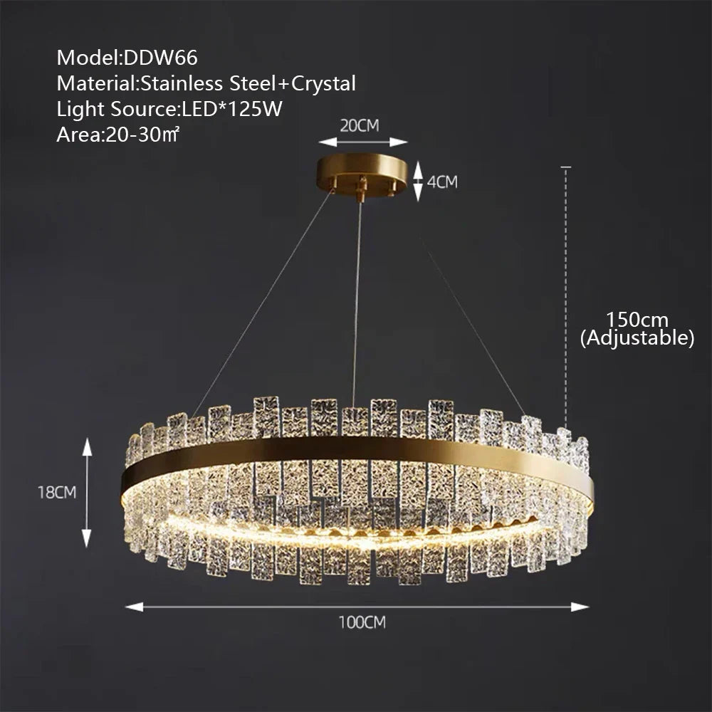 Afralia™ Crystal LED Chandelier: Gold/Black Luxury Pendant Lighting for Home
