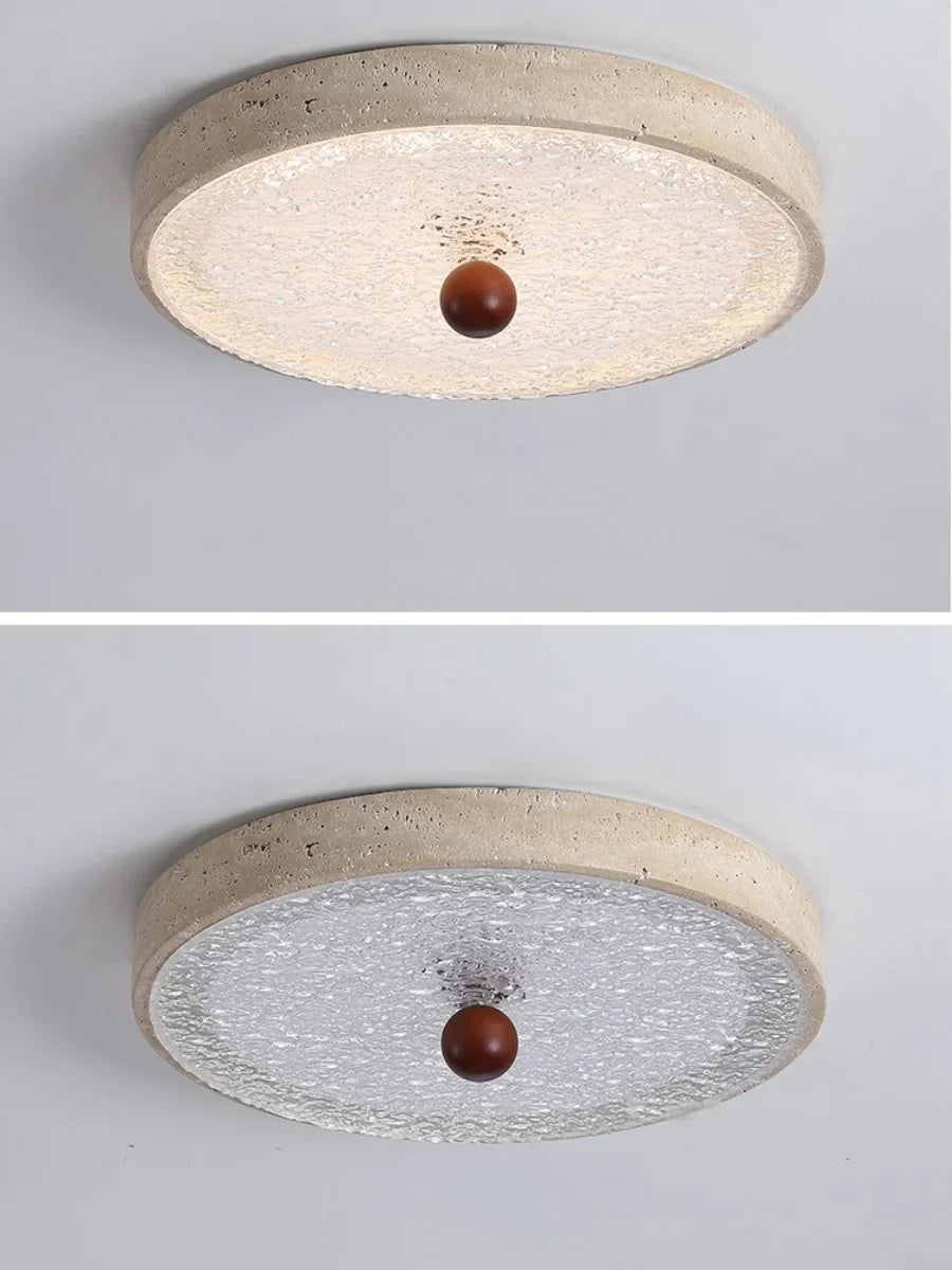 Afralia™ Nordic LED Ceiling Lights Round Yellow Wood Home Decor Plafond Lamp