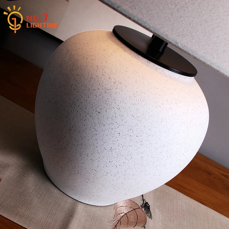 Afralia™ Ceramic Table Lamp LED E27 Wabi-sabi Desk Light for Bedroom Living Room