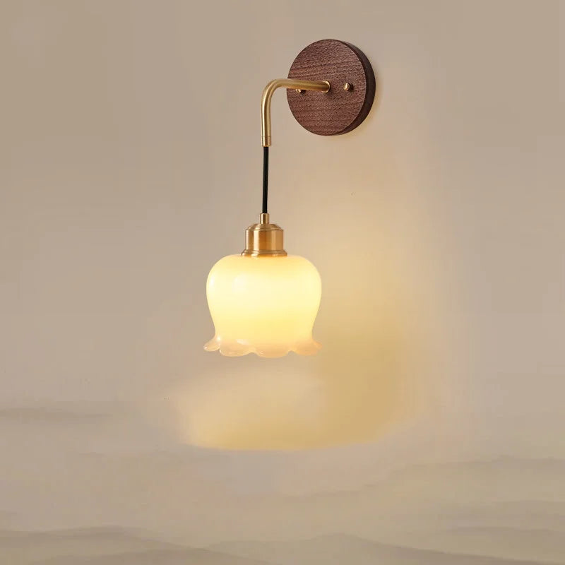 Afralia™ Walnut Wood LED Wall Lamp: Modern Nordic Resin Bathroom Mirror Stair Light