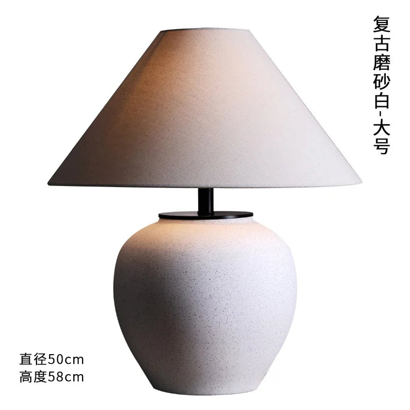 Afralia™ Ceramic Table Lamp LED E27 Wabi-sabi Desk Light for Bedroom Living Room