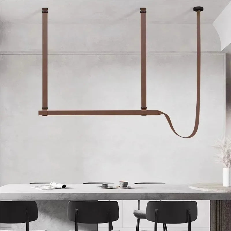 Afralia™ Nordic Leather Chandelier for Dining Table Kitchen Island Office Pendant Lighting