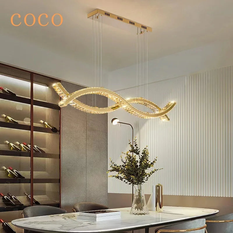 Afralia™ Crystal Strip Chandelier: Modern Minimalist Ceiling Light for Artistic Indoor Lighting
