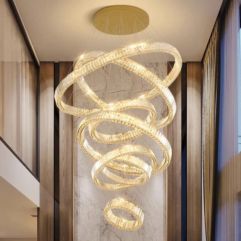 Afralia™ Crystal Chandelier: Luxury Living Room Pendant Light, Stair Lamp & Ceiling Lighting