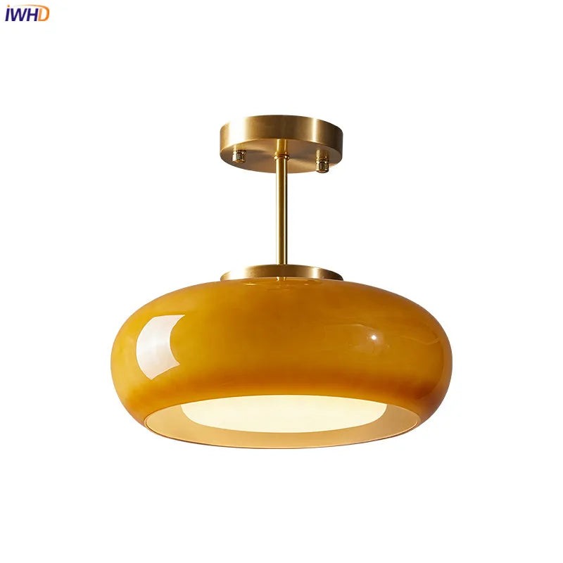 Afralia™ Yellow Glass LED Pendant Lights - Modern Nordic Hanging Lamparas for Bedroom & Living Room