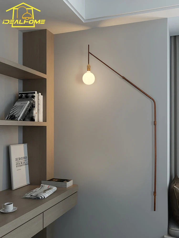 Afralia™ Long Pole Swing Arm Wall Lamp LED E27, Telescopic Design, Hotel Restaurant Hall Aisle