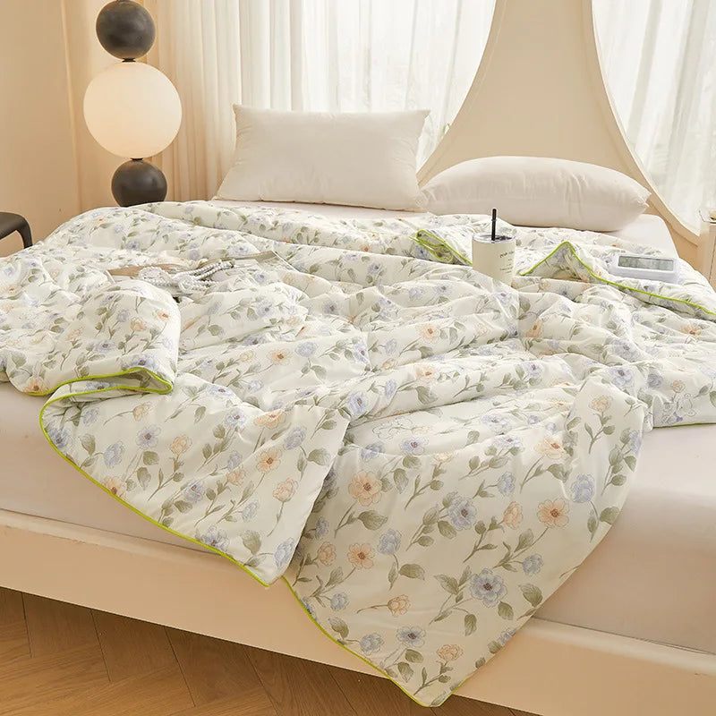 Afralia™ Floral Pattern Thin Cooling Quilt for Spring Summer Comfort.