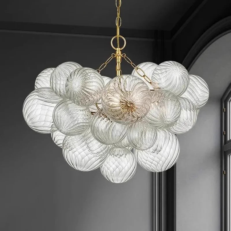 Afralia™ LED Bubble Glass Chandelier, Dimmable Hanging Lamp for Living Room