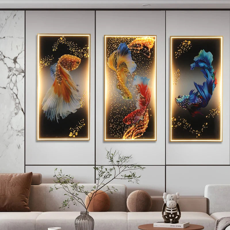 Afralia™ Fish LED Wall Sconces Set of 3 for Modern Home Decor & Ambiance