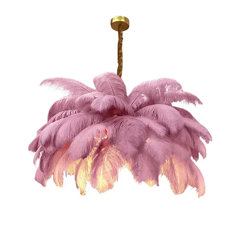 Afralia™ Modern Ostrich Feather LED Pendant Chandelier for Living Room Home Decor