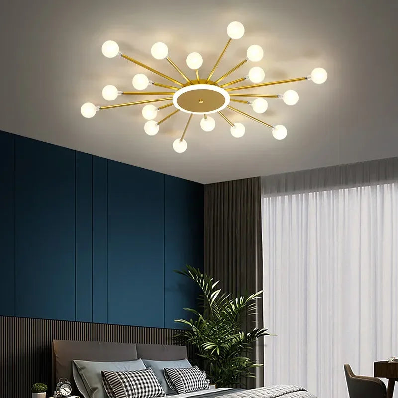 Afralia™ Glass Ceiling Chandelier LED Light Fixture for Living Room Bedroom Kitchen Lighting