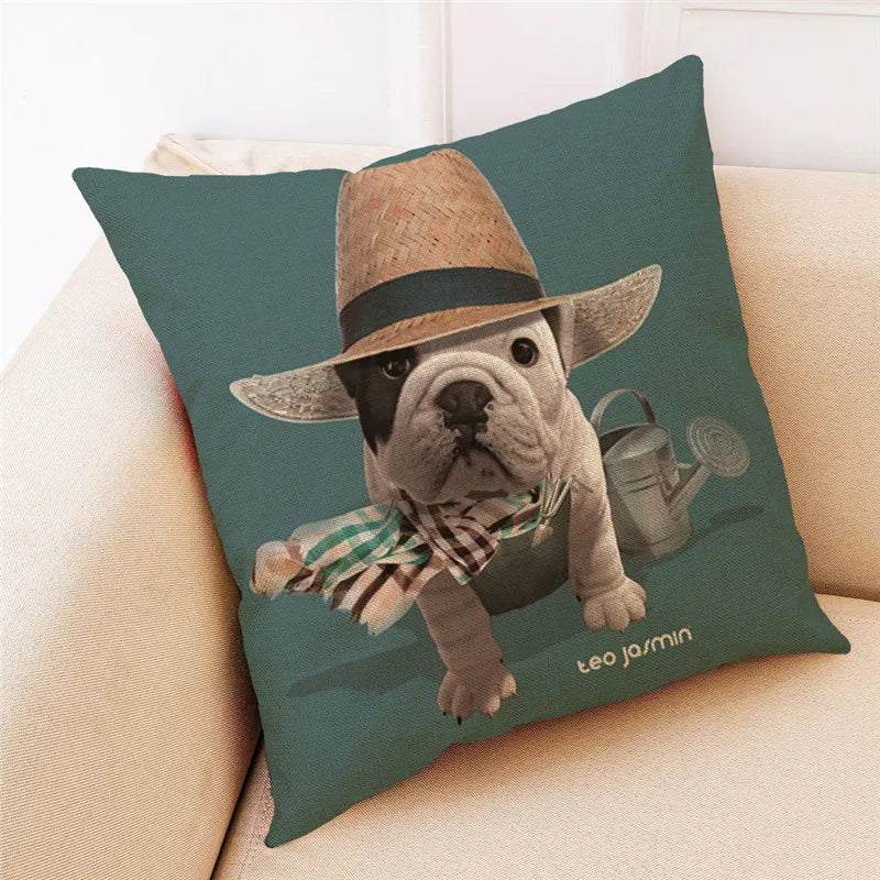 French Bulldog Linen Pillowcase 45x45cm Modern Design for Afralia™
